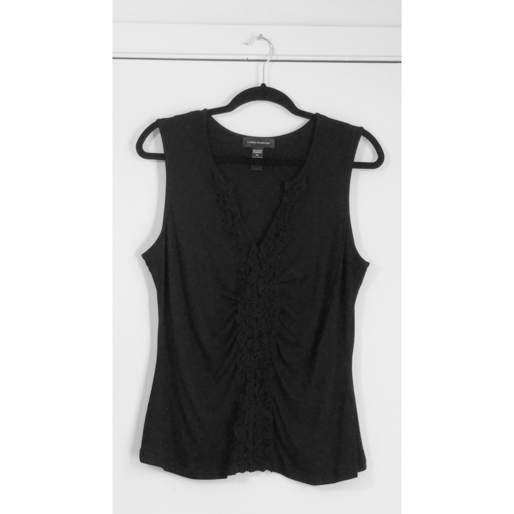 Cable & Gauge Gathered Ruffle Front Tank
